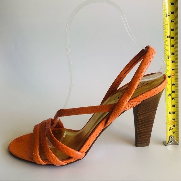 Coach Beatriz Orange Snake Embossed Strappy Sandals - Picture 14 of 15